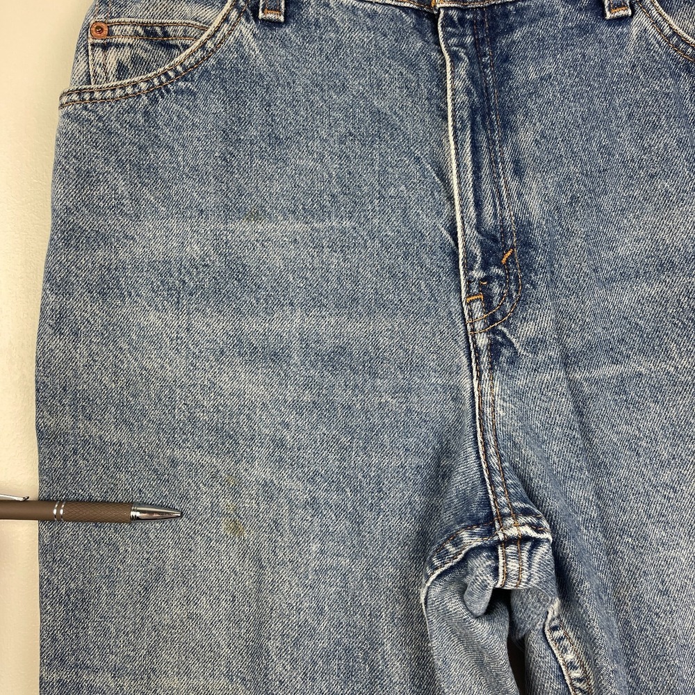 VTG Orange Tag Levis 951‎ Relaxed Tapered Womens 12 Long Denim Blue Jeans *Read - Picture 7 of 11